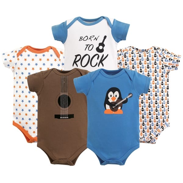 slide 1 of 1, Luvable Friends Baby Boy Cotton Bodysuits 5pk, Rock 0-3 Months - Rock