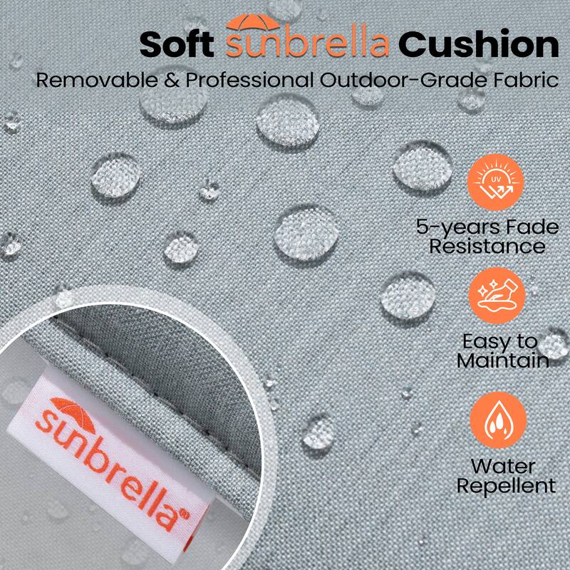 Pellebant Patio Outdoor Aluminum Swivel Bar Stools with Sunbrella Cushion - 21.7 in W x 16.5 in D x 46 in H