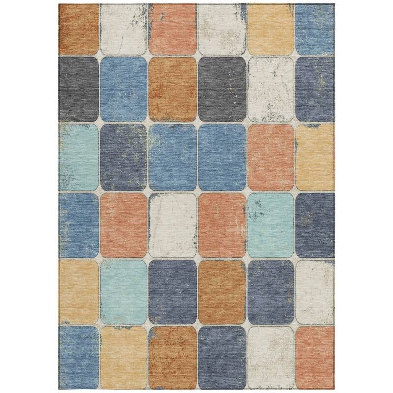 HomeRoots Geometric Transitional Rectangle Outdoor Rug
