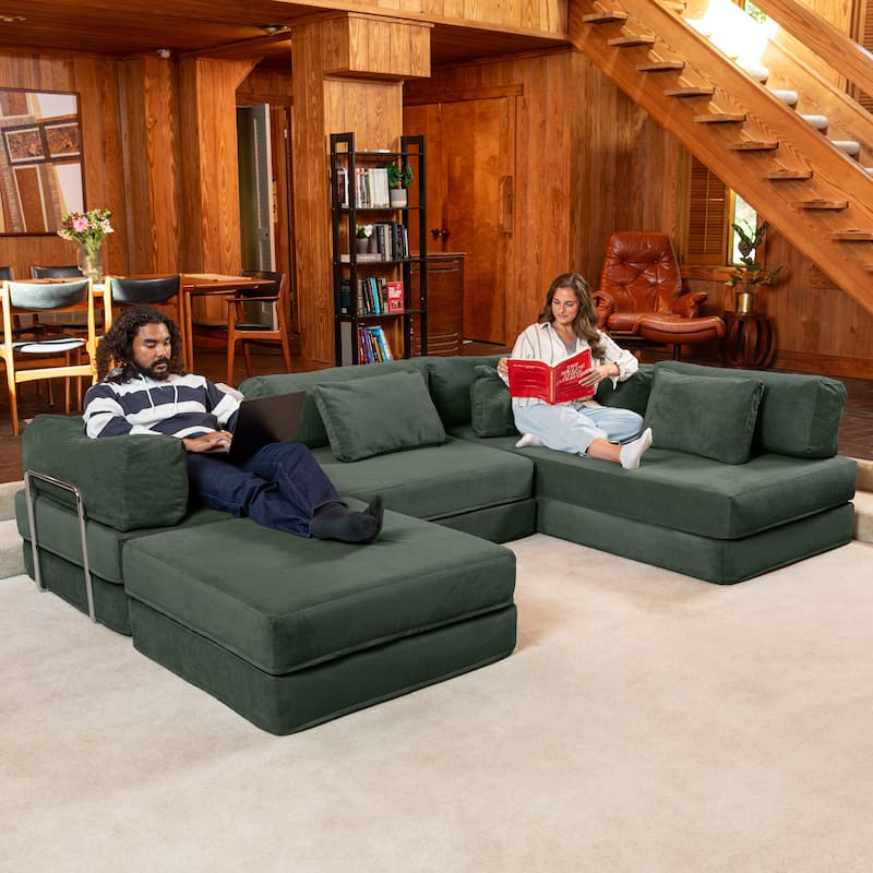 Jaxx Unsofa Modular Convertible Sectional Sofa with Fold Out King Sleeper Bed