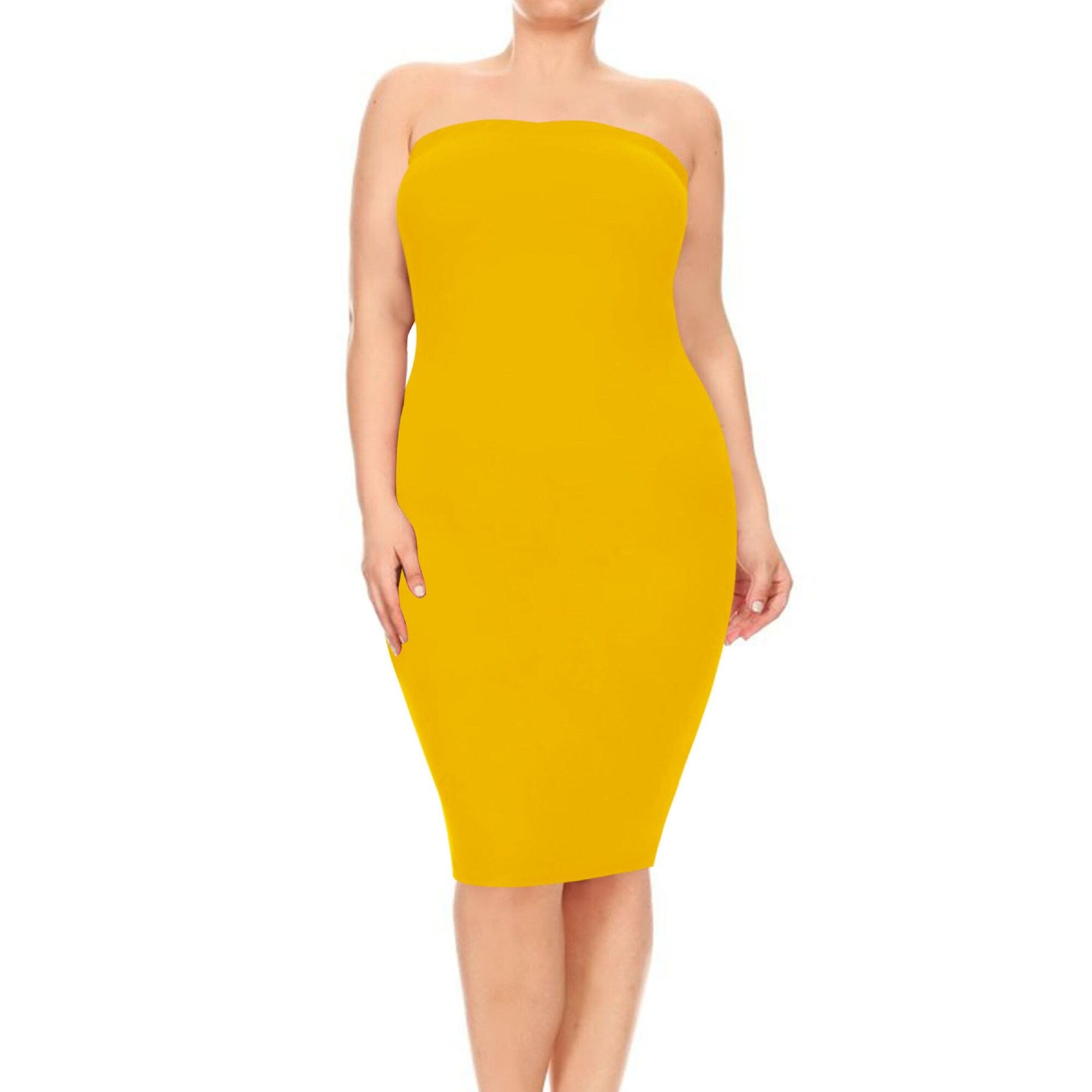 yellow tube top dress