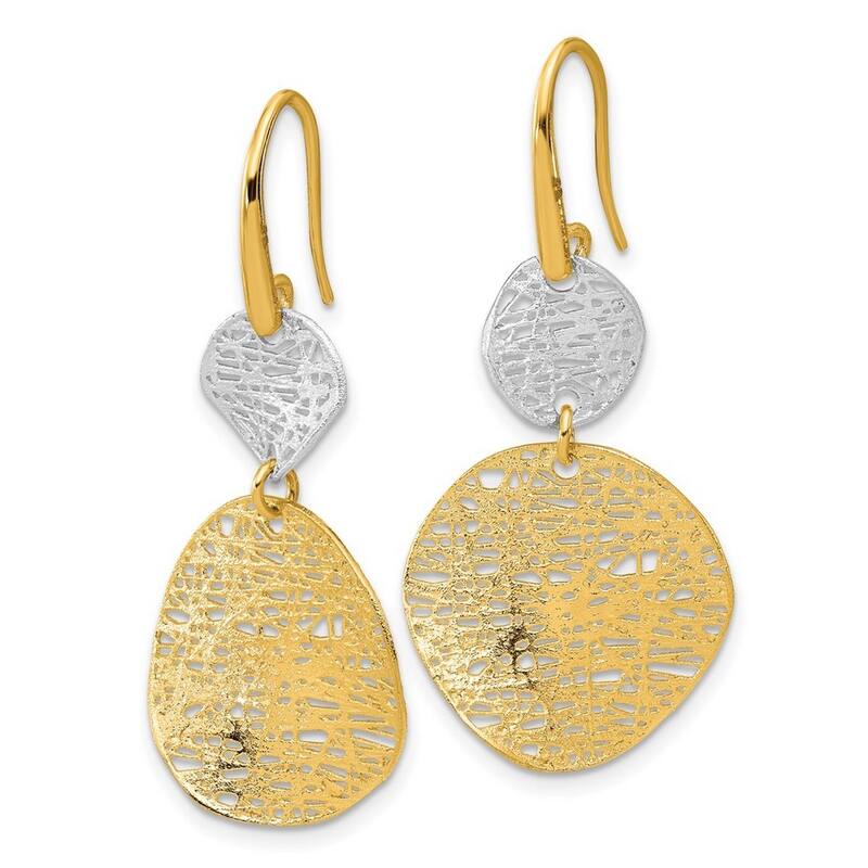 Curata 14k Two Tone Gold Intricate Wire Wrapped Shapes Earrings - 41.8x19.8mm