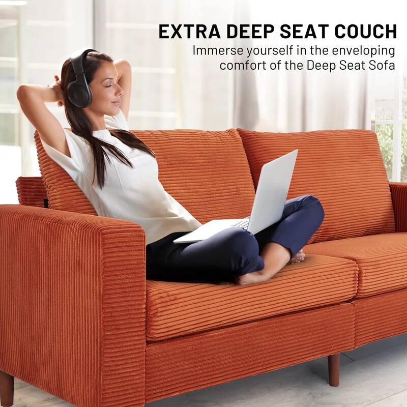 82.7" Sofas for Living Room, Comfy Love Seat Couches, Corduroy Loveseat Sofa,, Easy Assembly for Small Spaces