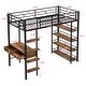 preview thumbnail 3 of 11, Twin Size Metal Loft bed with Desk and Shelves, Black