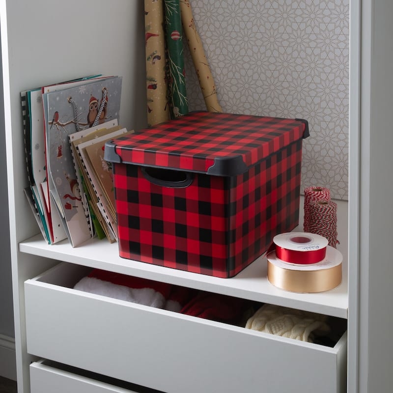 Simplify Checkered Storage Tote Bin