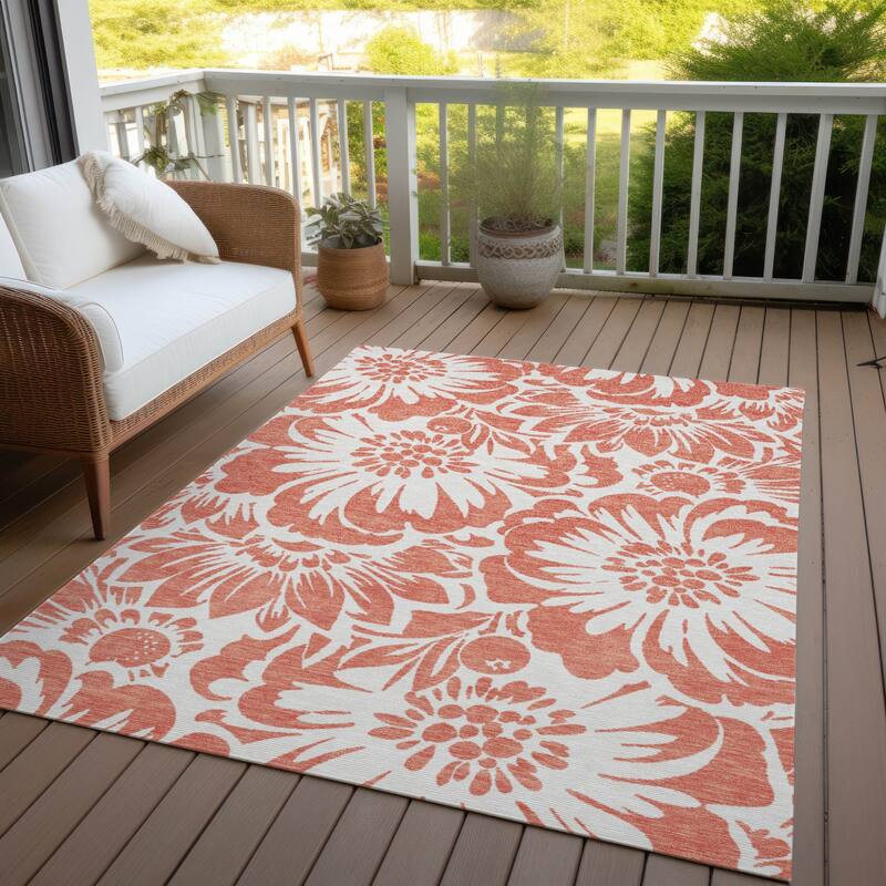Alsilu Botanic Elegance Weather Resistant Classic Meets Modern Outdoor Rug