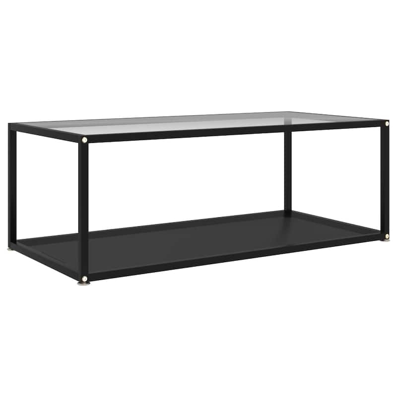 vidaXL Coffee Table Transparent and Black 39.4"x19.7"x13.8" Tempered Glass - 39.4" x 19.7" x 13.8"