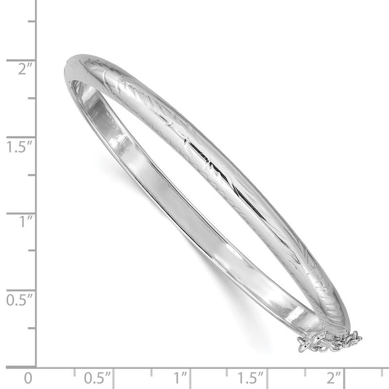 Curata 925 Sterling Silver 7.25" 5mm Textured Hinged Bangle Bracelet