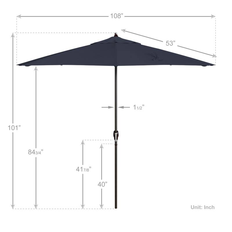 California Umbrella 9' Rd. Crank Lift Auto Tilt 8 Rib Aluminum Patio Umbrella, Bronze Finish, Sunbrella Spectrum Cilantro Fabric