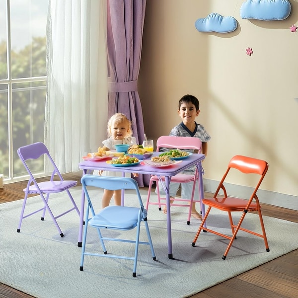 slide 2 of 12, Homy Casa Kids 5-Piece Folding Table and Chair Set