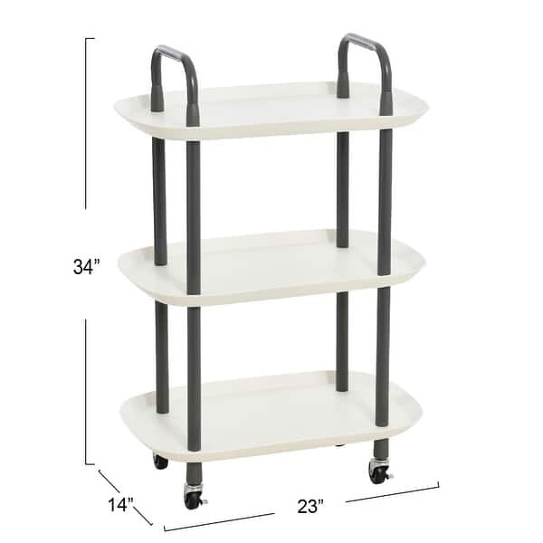 dimension image slide 3 of 4, Plastic and Metal 3-Tier Trolley