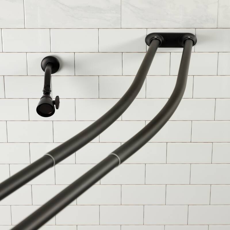 Edenscape Adjustable 60-72 in. Double Curved Stainless Steel Shower Curtain Rod