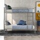 preview thumbnail 2 of 12, Silver Twin over Twin Metal Bunk Bed with Fence and Ladder for Kids