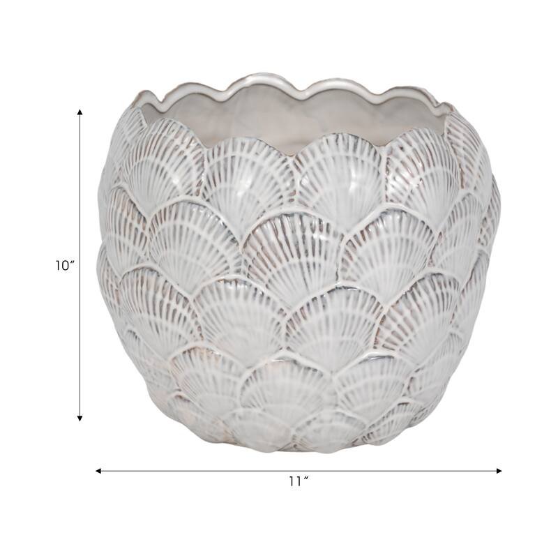 Sagebrook Home White Seashell Planter