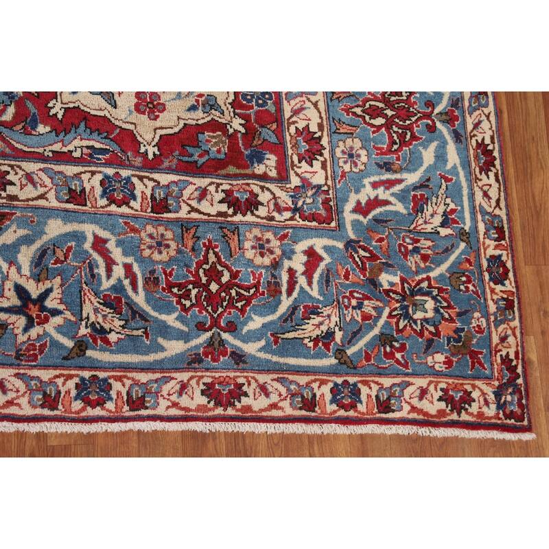Vegetable Dye Isfahan Persian Antique Area Rug Handmade Wool Carpet - 9'2"x 13'8"