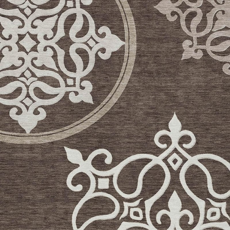 HomeRoots Floral Medallion Transitional Rectangle Outdoor Rug