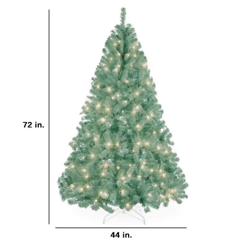 Pre-Lit Artificial Sage Green Christmas Tree w/ Incandescent Lights - 6 Foot