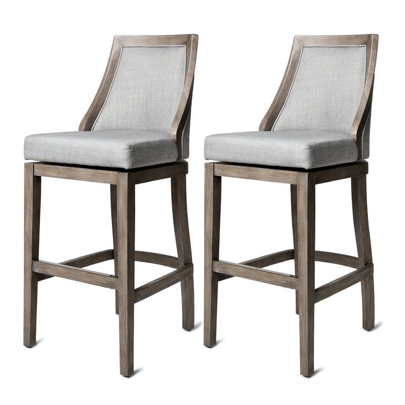 Maven Lane Vienna Swivel Kitchen Stool - Set of 2 - Reclaimed Oak - Bar Height