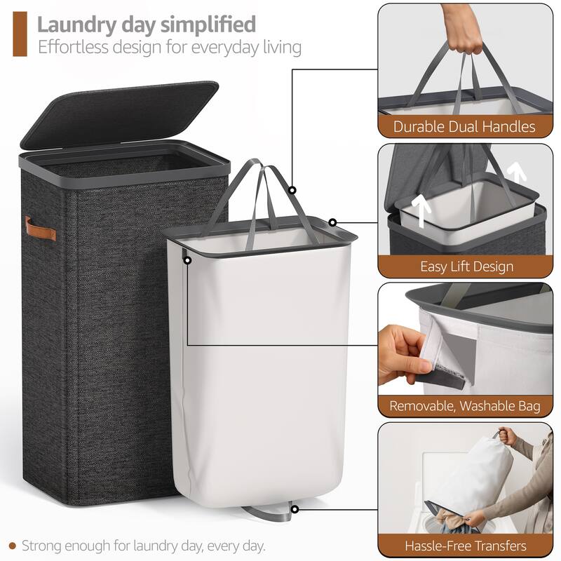 Sorbus 2 Pack 1-Compartment Laundry Basket with Removable Laundry Bag - Durable Organizer for Bathroom