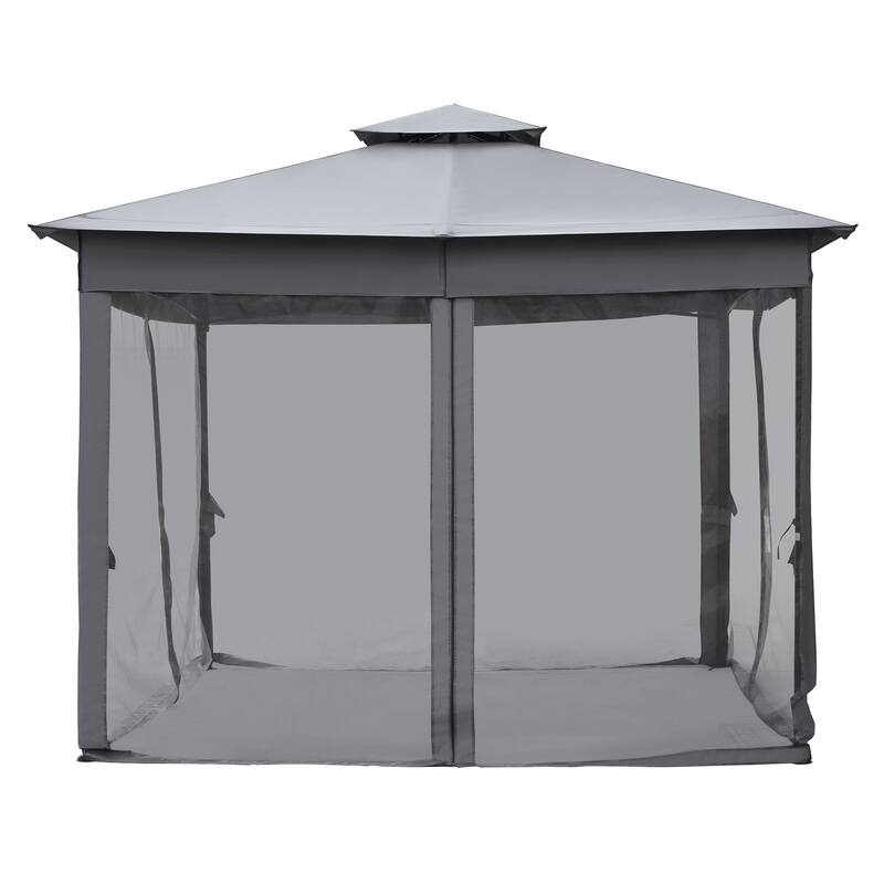 10x10 Outdoor Gazebo Tent with Double Roofs, Patio Gazebo with Mosquito Netting, Patio Canopy