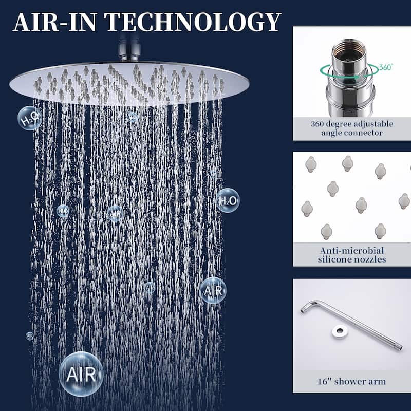 Shower System Shower Faucet Combo Set Wall Mounted with 10" Rainfall Shower Head and handheld shower faucet
