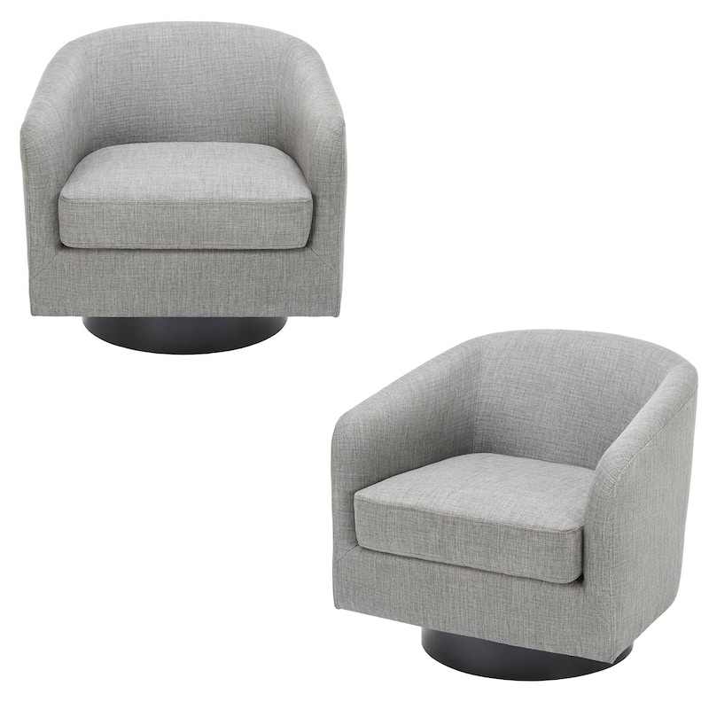 Modern 360° Swivel Barrel Accent Chairs by DREAMSIDEA - 2 SET - LIGHT GRAY LINEN