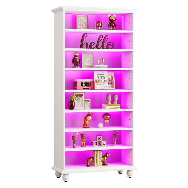 9-tier Tall Bookshelves LED Bookcase for Study Room
