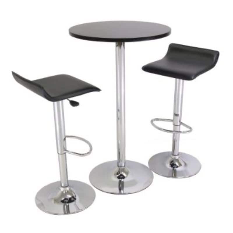 Set of 2 Modern Air-Lift Adjustable Bar Stools with Black Seat - 15.1"W x 15.1"Dx 25.2"H