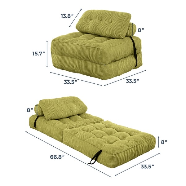 dimension image slide 2 of 6, 8"Corduroy Folding Couch Sofa Bed,Single