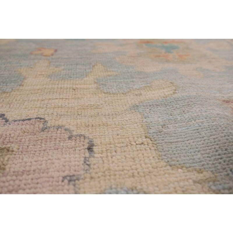 Light Blue Oushak Vegetable Dye Area Rug Hand-Knotted Wool Carpet - 8'11" x 11'8"