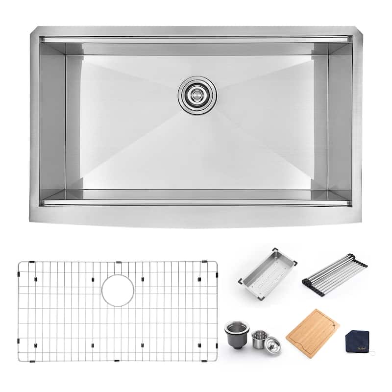 Farmhouse Apron-Front 18-Gauge Stainless Steel Single Bowl Workstation Kitchen Sink with Accessories
