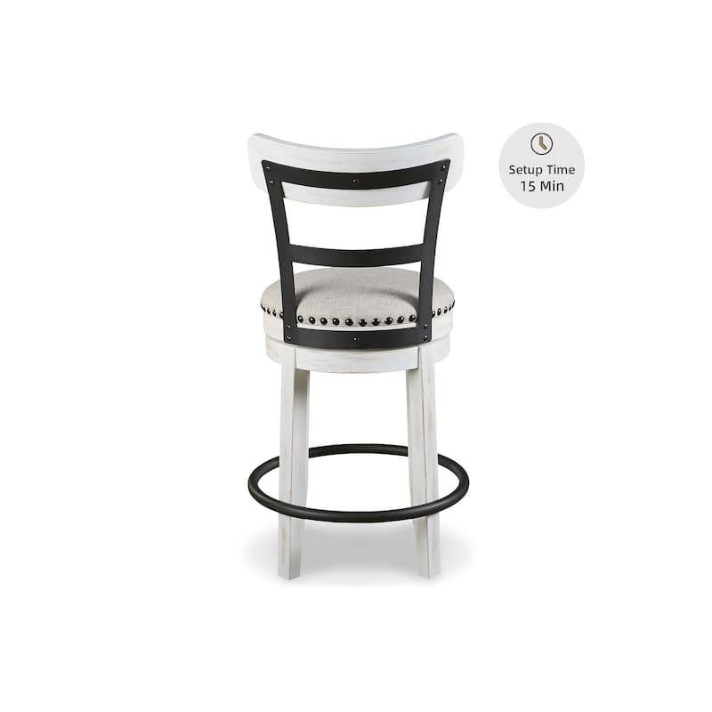 Valebeck White Counter Height Swivel Stool - 19.25" W x 19.25" D x 36.88" H