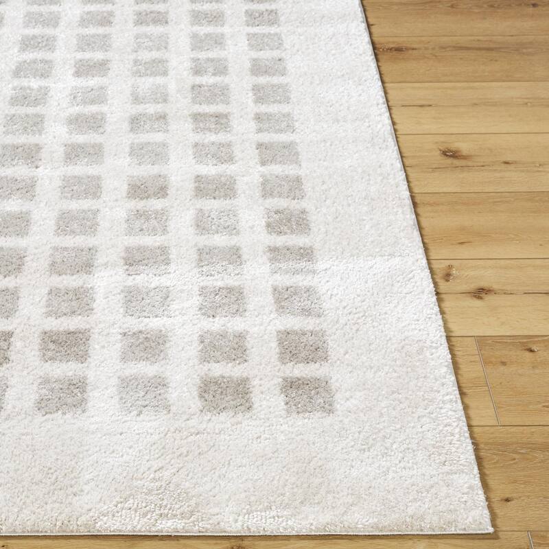Livabliss Scandinavian Fossay Shag Checkered Washable Area Rug
