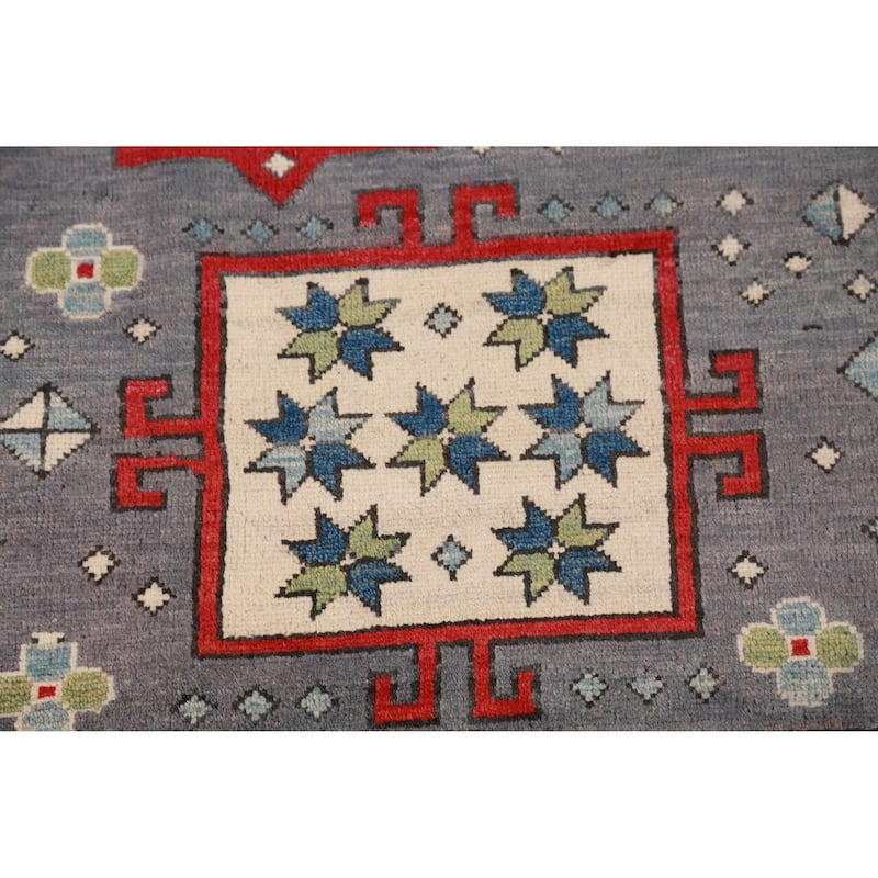 Hand Knotted Oriental 100% Wool Carpet Traditional Medallion Greys & Charcoal Kazak Area Rug - 10' 0'' X 8' 1''