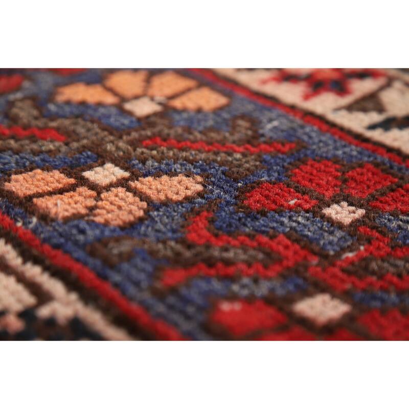 Distressed Bakhtiari Persian Vintage Rug Handmade Red Wool Carpet - 4'10"x 9'10"