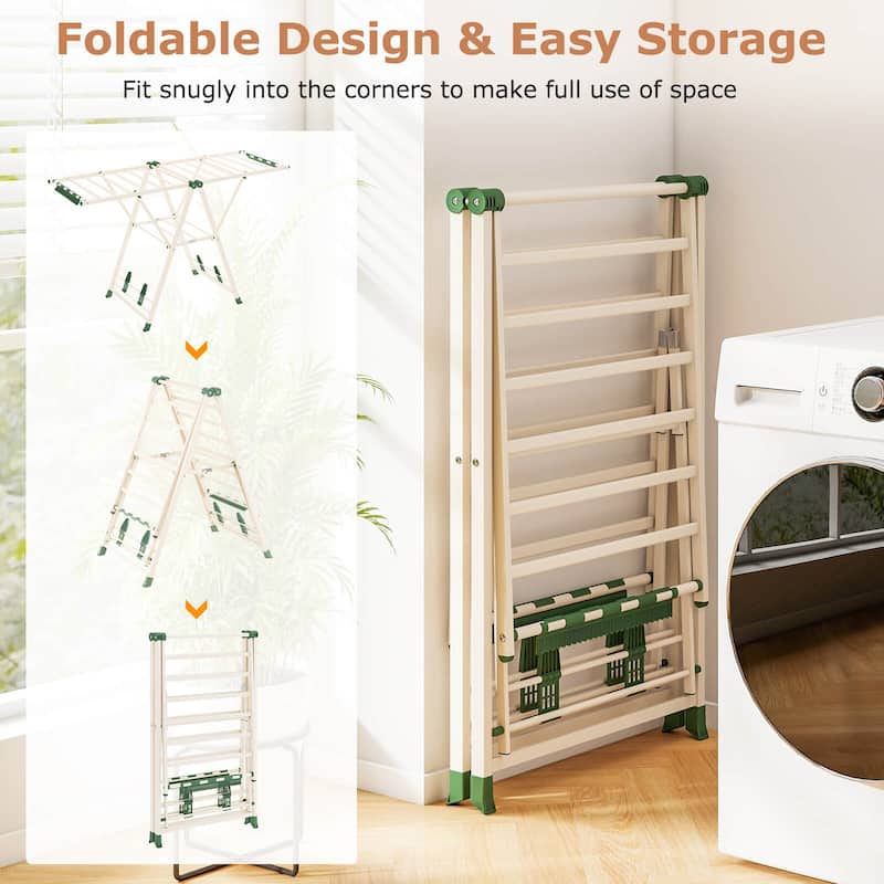Costway Foldable Metal Laundry Drying Rack with Height Adjustable - See Details