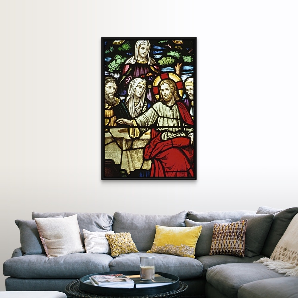 Shop Stained Glass Painting Of Last Supper Black Float Frame