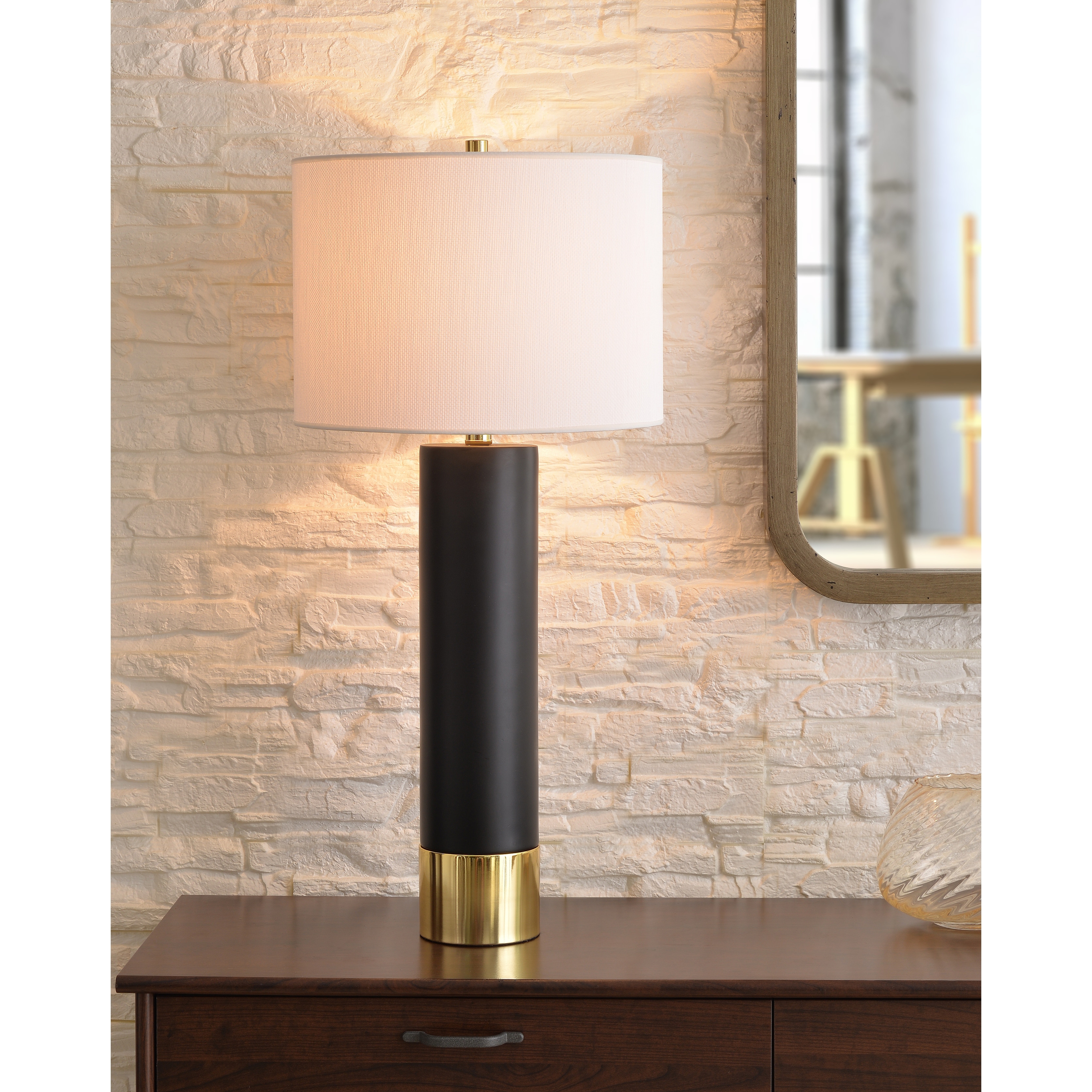 Binx Matte Black And Polished Brass 30 Inch Table Lamp On Sale Overstock 25601075