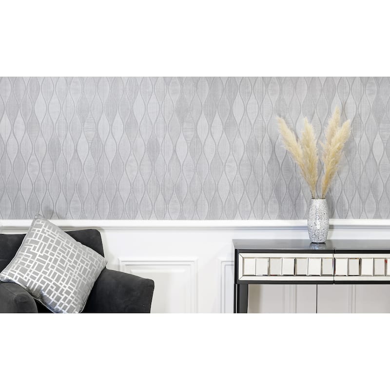 Ogee Silver Heavyweight Vinyl Wallpaper