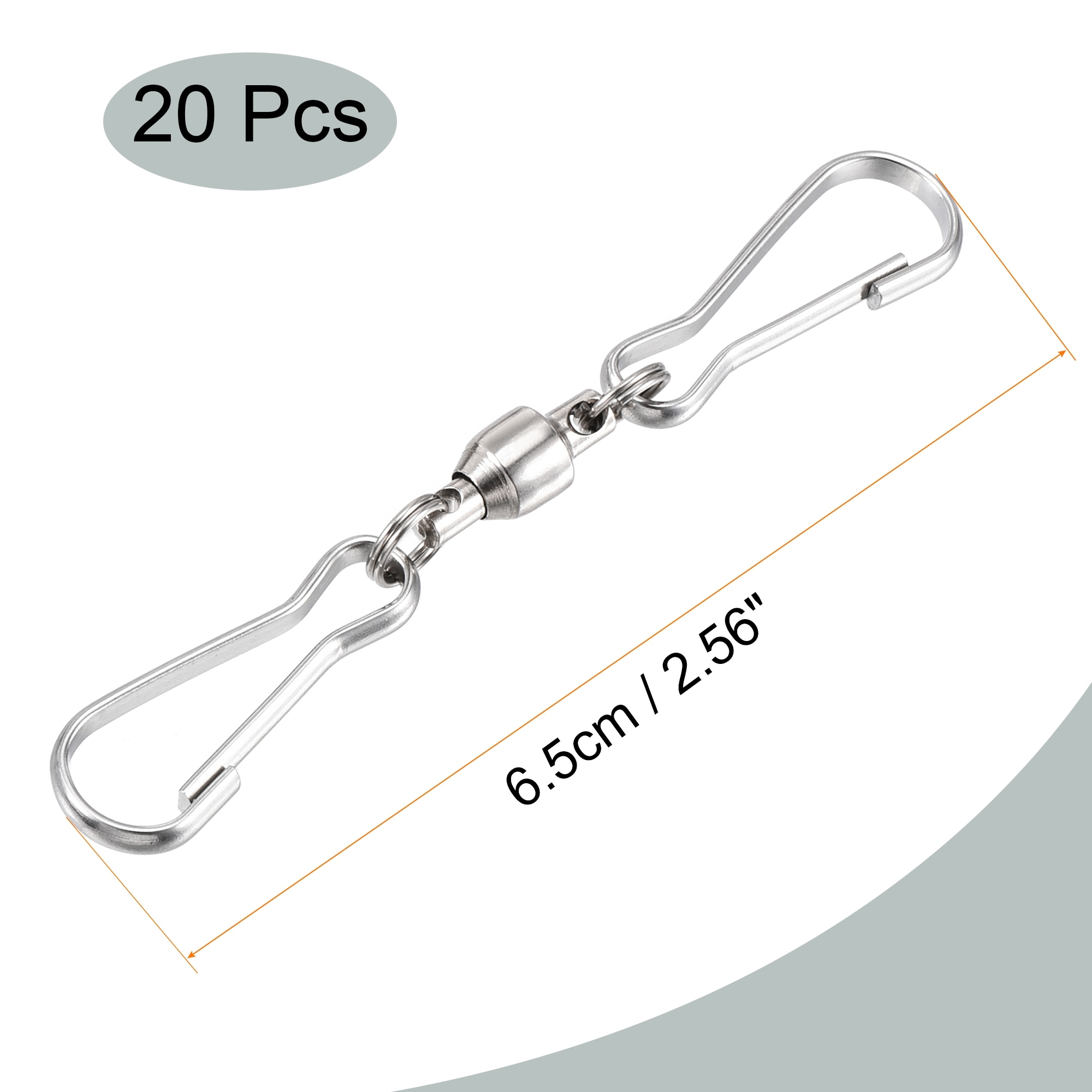 Dual Swivel Clips 6.5cm 360 Degree Rotating Hanging Stainless Steel 20pcs -  Silver Tone - Bed Bath & Beyond - 37559655