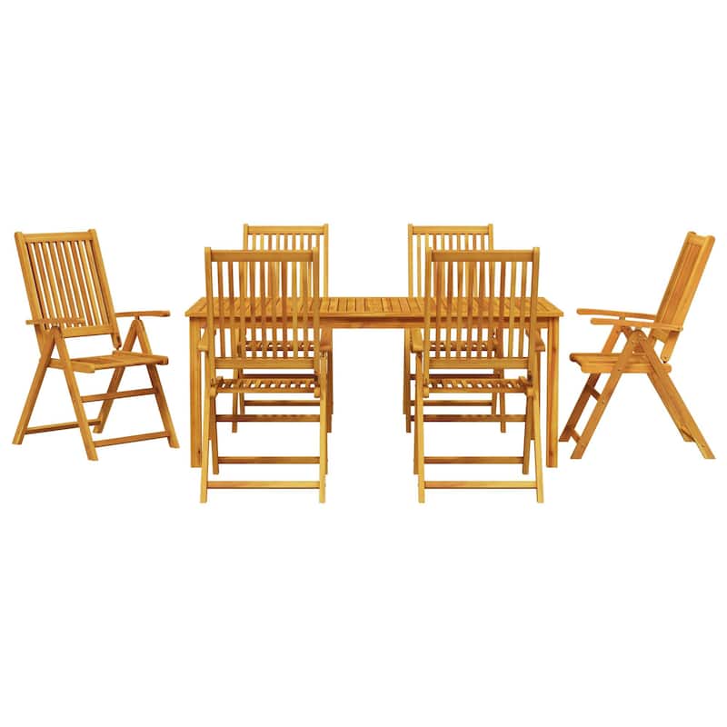 vidaXL 7 Piece Garden Dining Set Solid Acacia Wood Foldable - 31.5 x 31.5 x 29.1