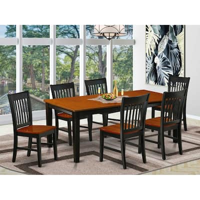 Boho Dining Room Set - 7 Piece Kitchen Table & Chairs - 40x78 Inch Rectangle Table - Black Cherry Finish