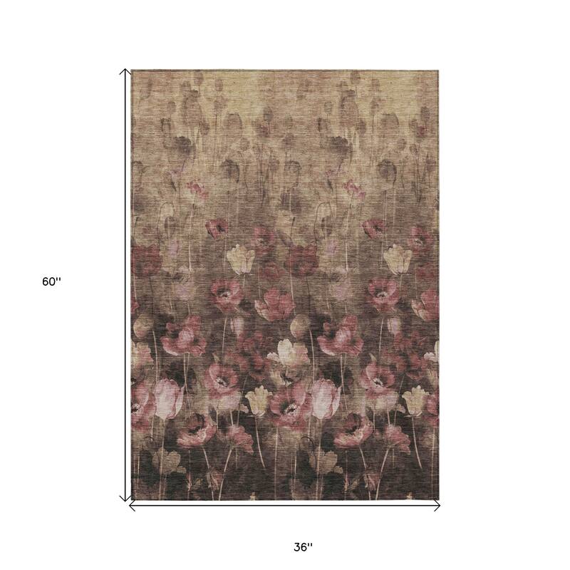 HomeRoots Floral Transitional Rectangle Outdoor Rug