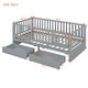 preview thumbnail 103 of 118, Wood Cribs Convertible Toddler Bed with Fence Guardrails and 2 Drawers Split into Independent Floor Bed and Daybed Slat Support