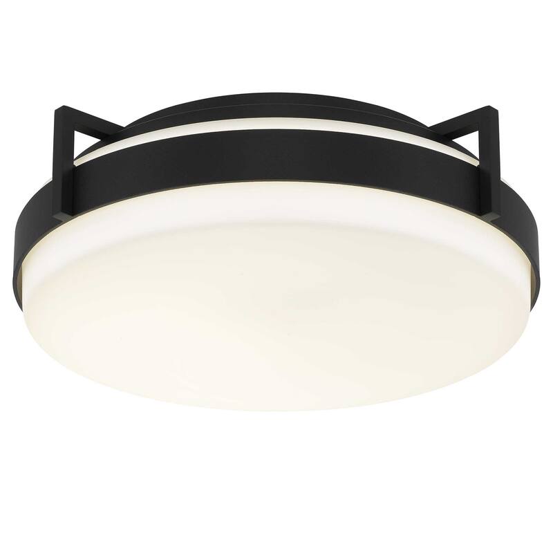 12 Inch LED Flush Mount Light Etched Glass Shade 20W 900 Lumens Dimmable - Black