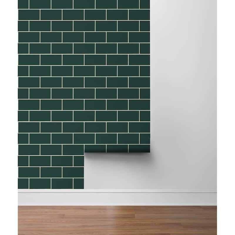 NextWall Retro Subway Tile Peel and Stick Wallpaper