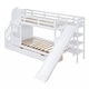 preview thumbnail 26 of 50, Twin-Over-Twin Castle Style Bunk Bed with 2 Drawers 3 Shelves and Slide
