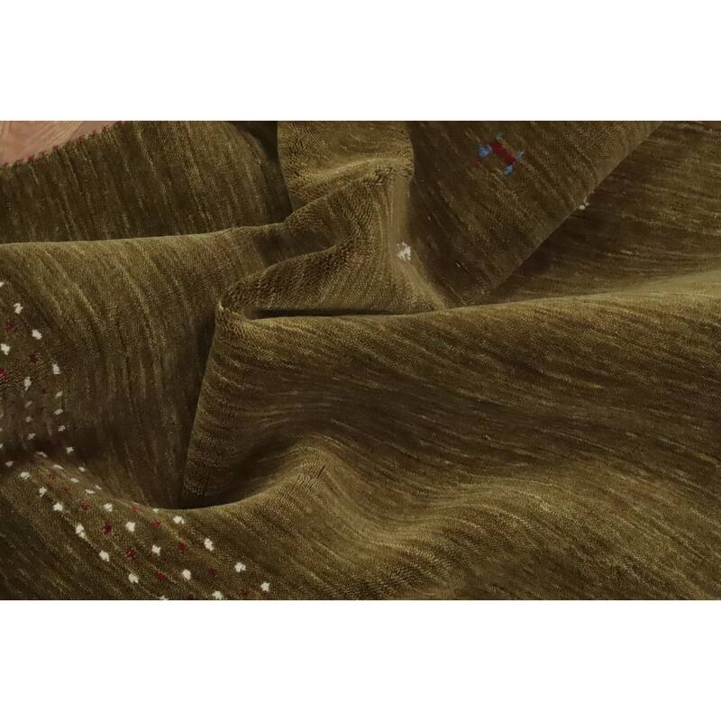 Hand Knotted Oriental 100% Wool Carpet Tribal Animal Pictorial Green Gabbeh Area Rug - 5' 10'' X 5' 11''