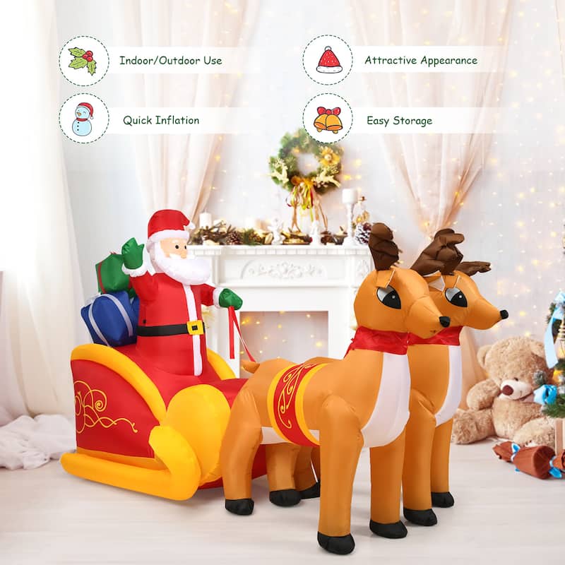 7.5 FT Christmas Inflatable Santa Claus on Sleigh Lighted Decoration