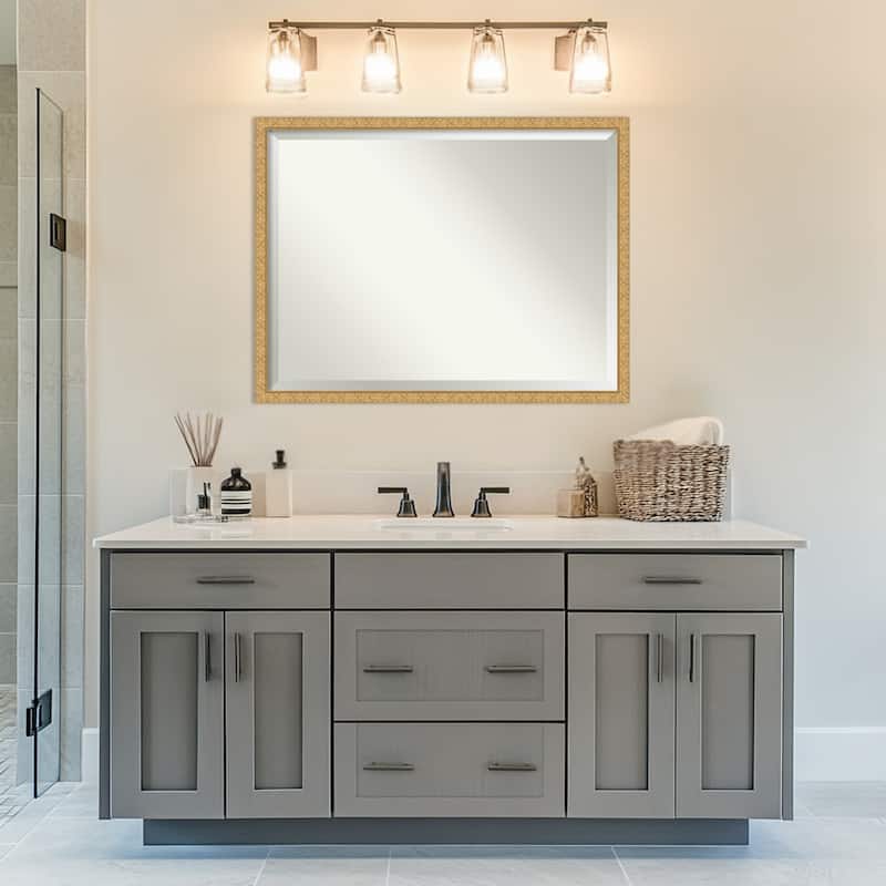 Lila Beveled Wood Framed Bathroom Vanity Wall Mirror